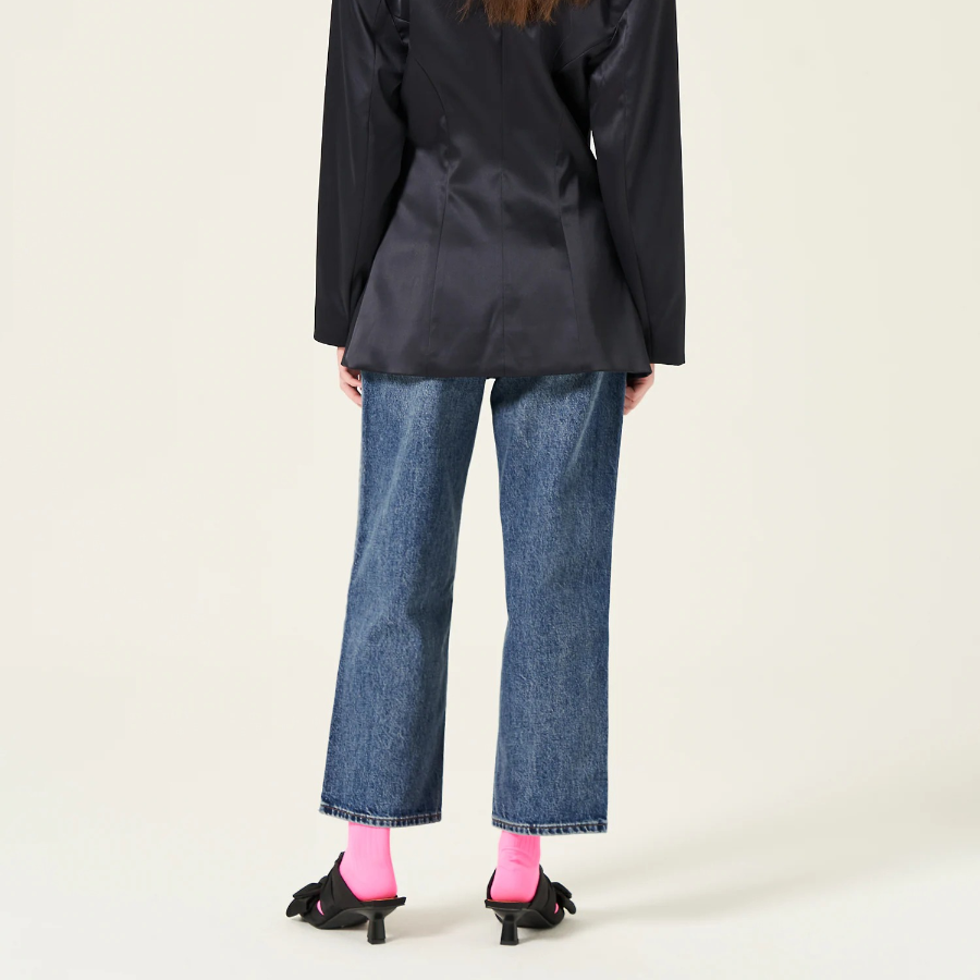 GANNI Rigid Denim Misy Cropped - Mid Blue Vintage