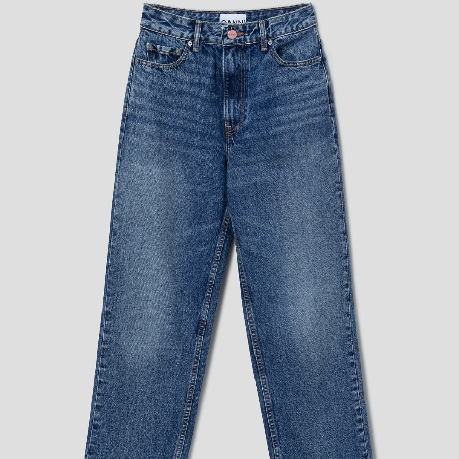 GANNI Rigid Denim Misy Cropped - Mid Blue Vintage