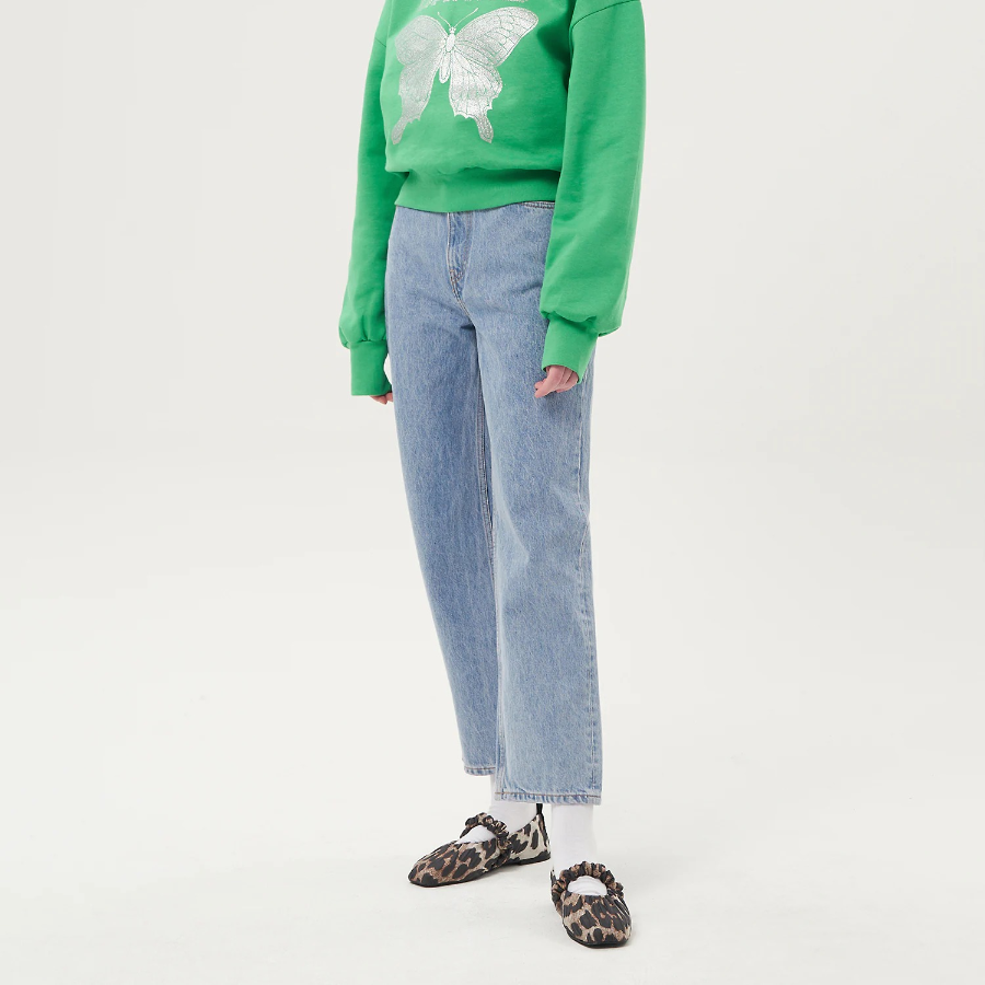 GANNI Rigid Denim Misy Cropped - Light Blue Stone