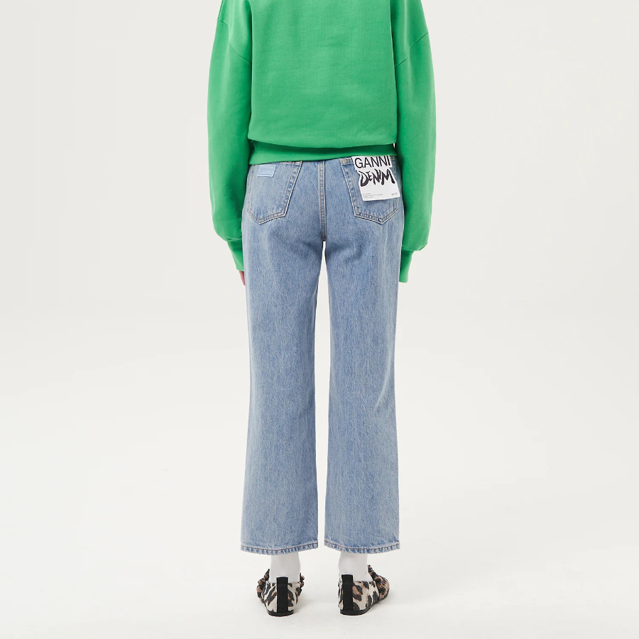 GANNI Rigid Denim Misy Cropped - Light Blue Stone