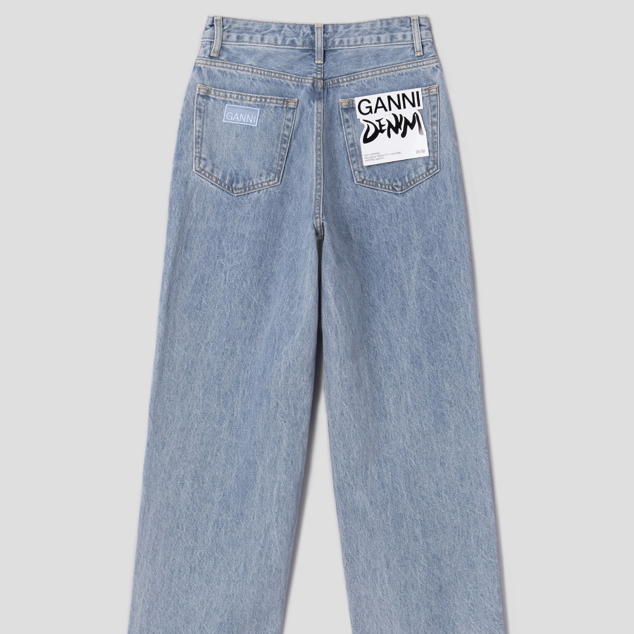 GANNI Rigid Denim Misy Cropped - Light Blue Stone