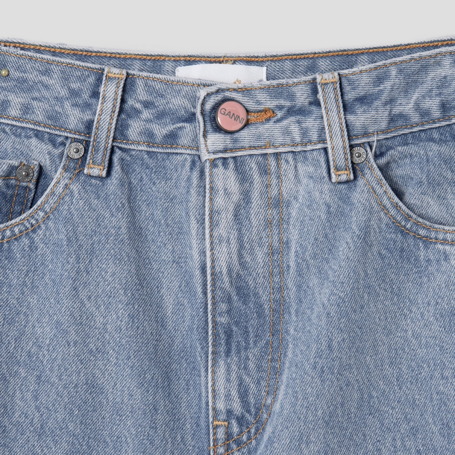 GANNI Rigid Denim Misy Cropped - Light Blue Stone