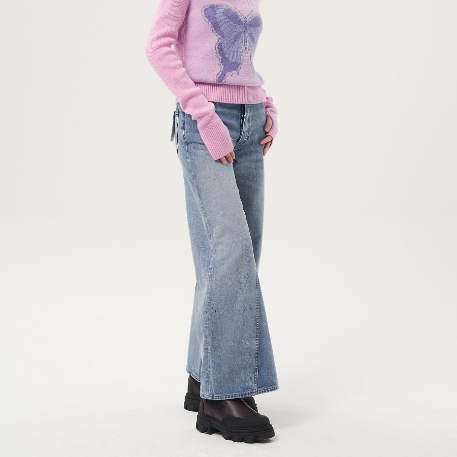 GANNI Rigid Denim Jozey - Light Blue Vintage