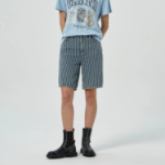 GANNI Light Stripe Denim Shorts – Sky Blue