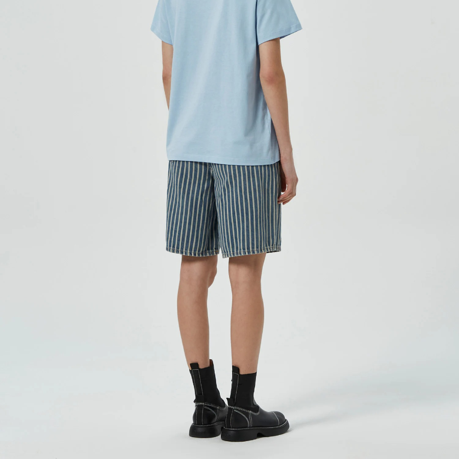 GANNI Light Stripe Denim Shorts – Sky Blue