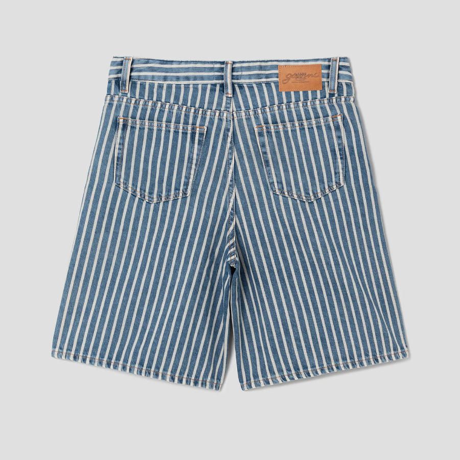 GANNI Light Stripe Denim Shorts – Sky Blue