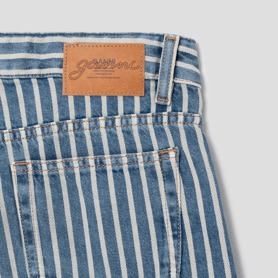 GANNI Light Stripe Denim Shorts – Sky Blue