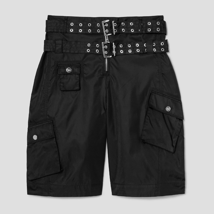 GANNI Duchesse Nylon Pocket Shorts – Black