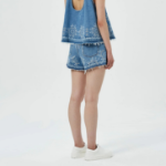 GANNI Broderie Anglaise Denim Shorts – Sky Blue