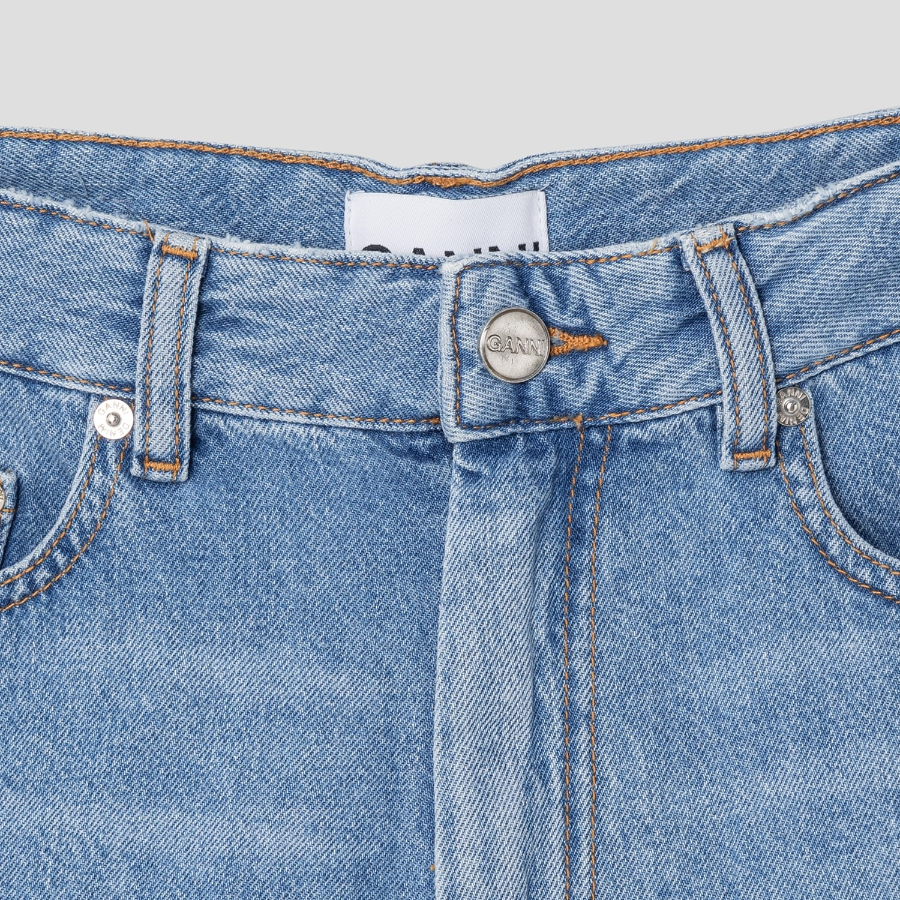 GANNI Broderie Anglaise Denim Shorts – Sky Blue