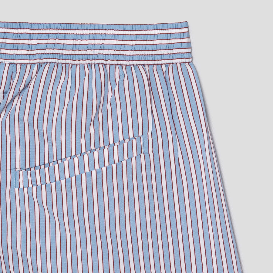 GANNI Yarn Dyed Stripe Elasticated Shorts – Sky Blue