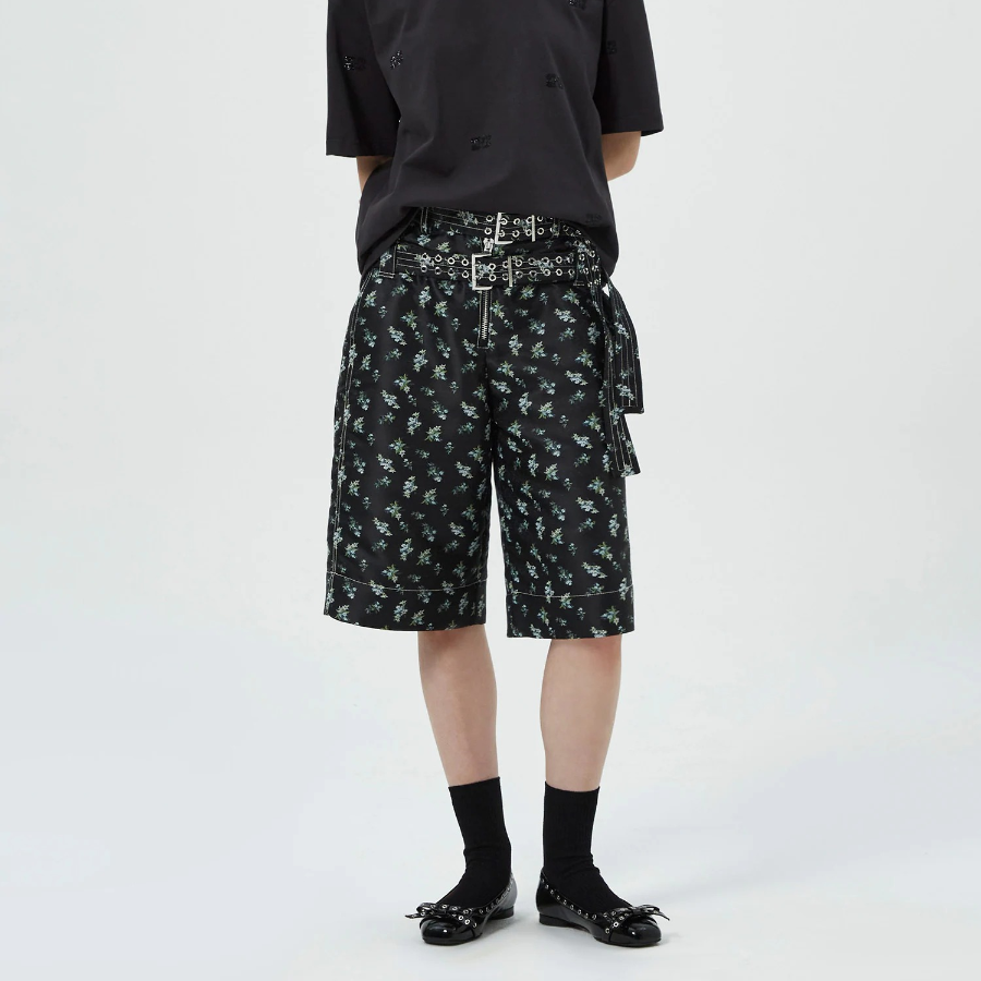 GANNI Floral Jacquard Shorts – Black