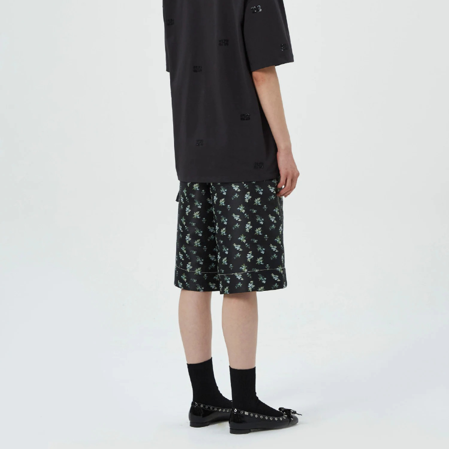 GANNI Floral Jacquard Shorts – Black