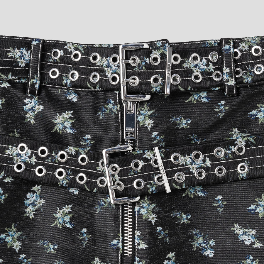 GANNI Floral Jacquard Shorts – Black