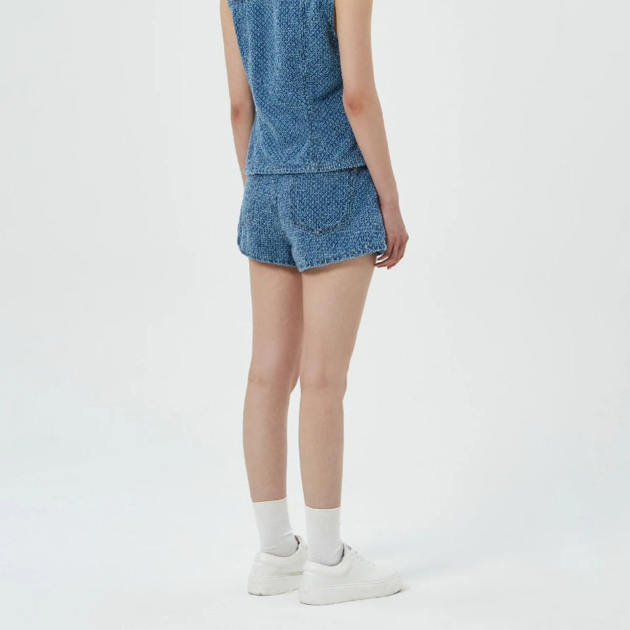 GANNI Fluffy Denim Shorts – Blue