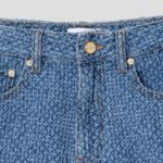 GANNI Fluffy Denim Shorts – Blue