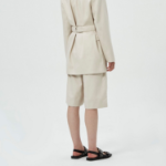 GANNI Cotton Melange Tailoring Wide Shorts – Ivory