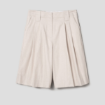 GANNI Cotton Melange Tailoring Wide Shorts – Ivory