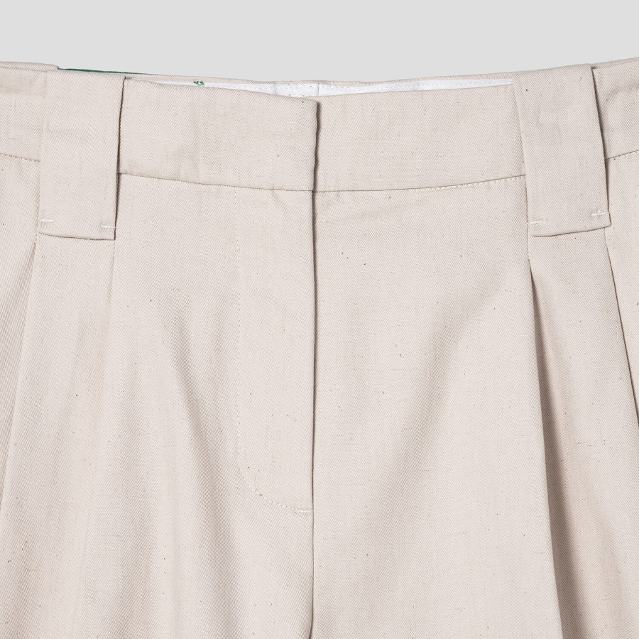 GANNI Cotton Melange Tailoring Wide Shorts – Ivory
