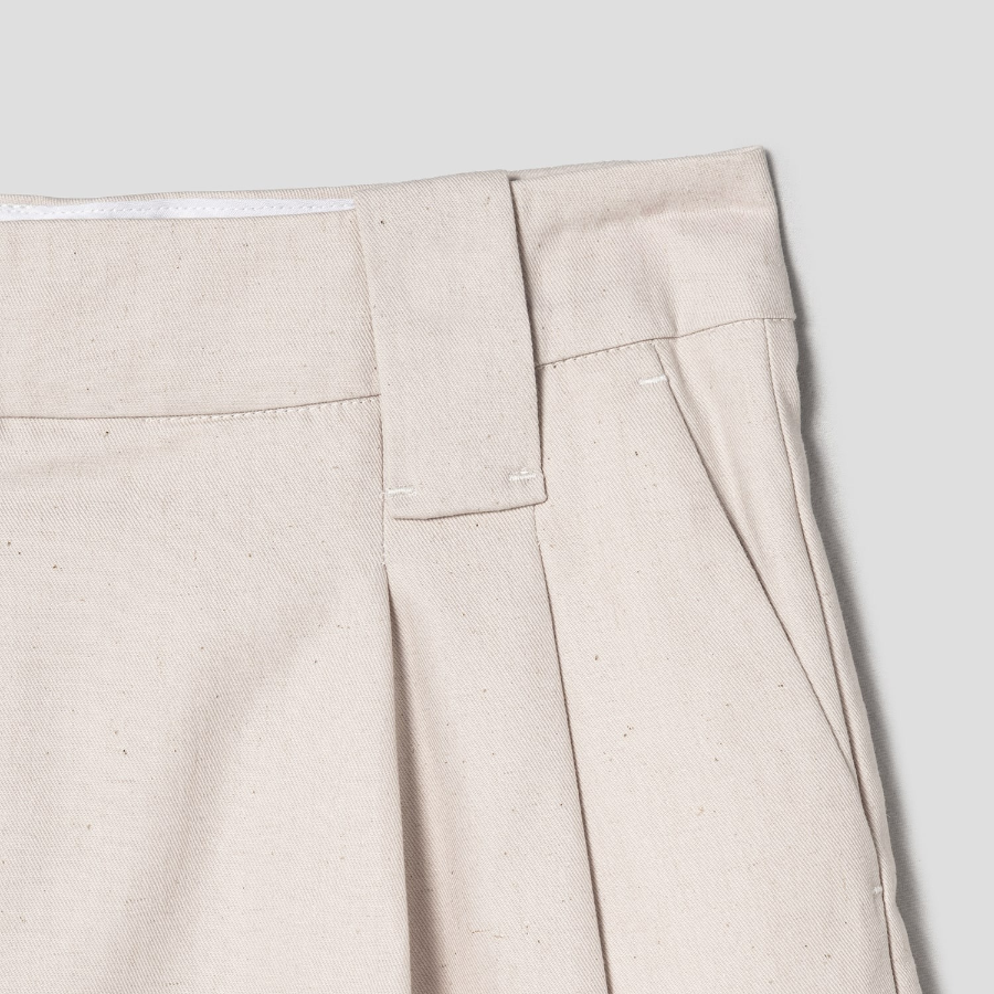 GANNI Cotton Melange Tailoring Wide Shorts – Ivory