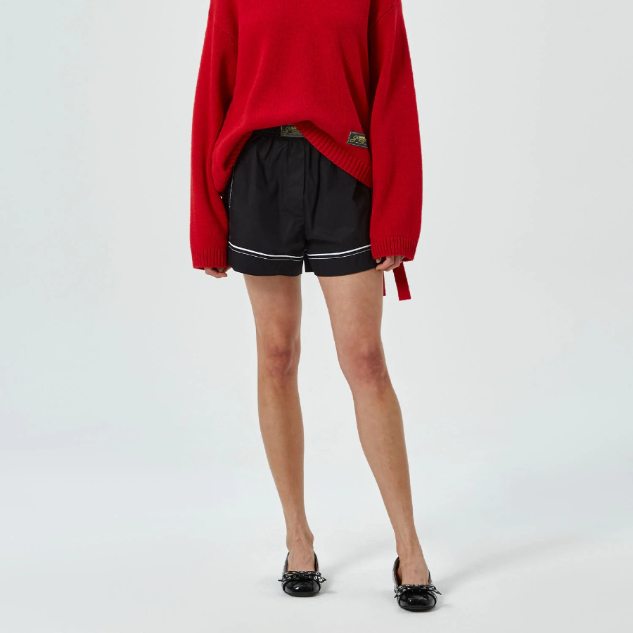 GANNI Cotton Poplin Elasticated Shorts – Black