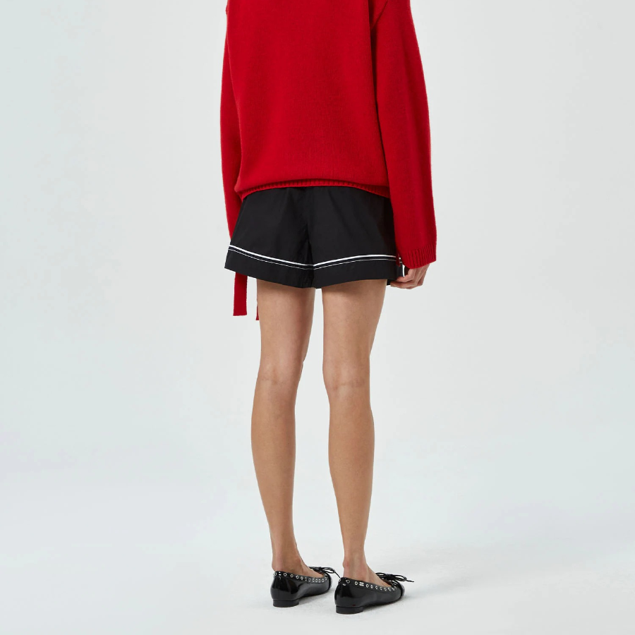 GANNI Cotton Poplin Elasticated Shorts – Black