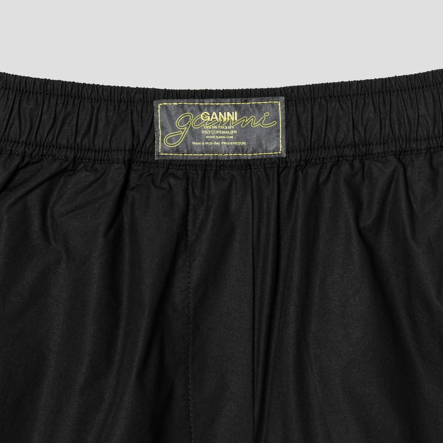 GANNI Cotton Poplin Elasticated Shorts – Black