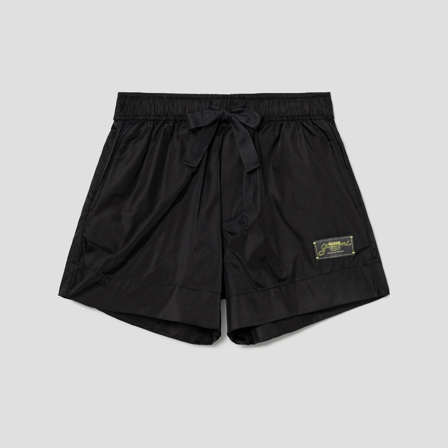 GANNI Duchesse Nylon Shorts – Black