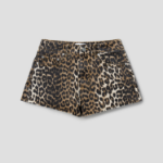 GANNI Print Denim Hotpants – Leopard
