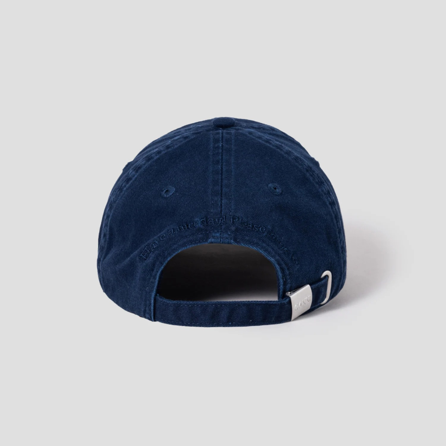 GANNI Washed Cotton Canvas Cap Emb – Navy