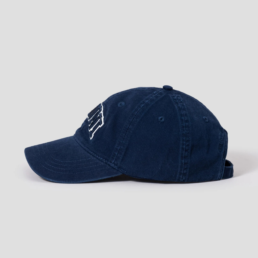 GANNI Washed Cotton Canvas Cap Emb – Navy