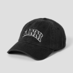 GANNI Washed Cotton Canvas Cap Emb – Black