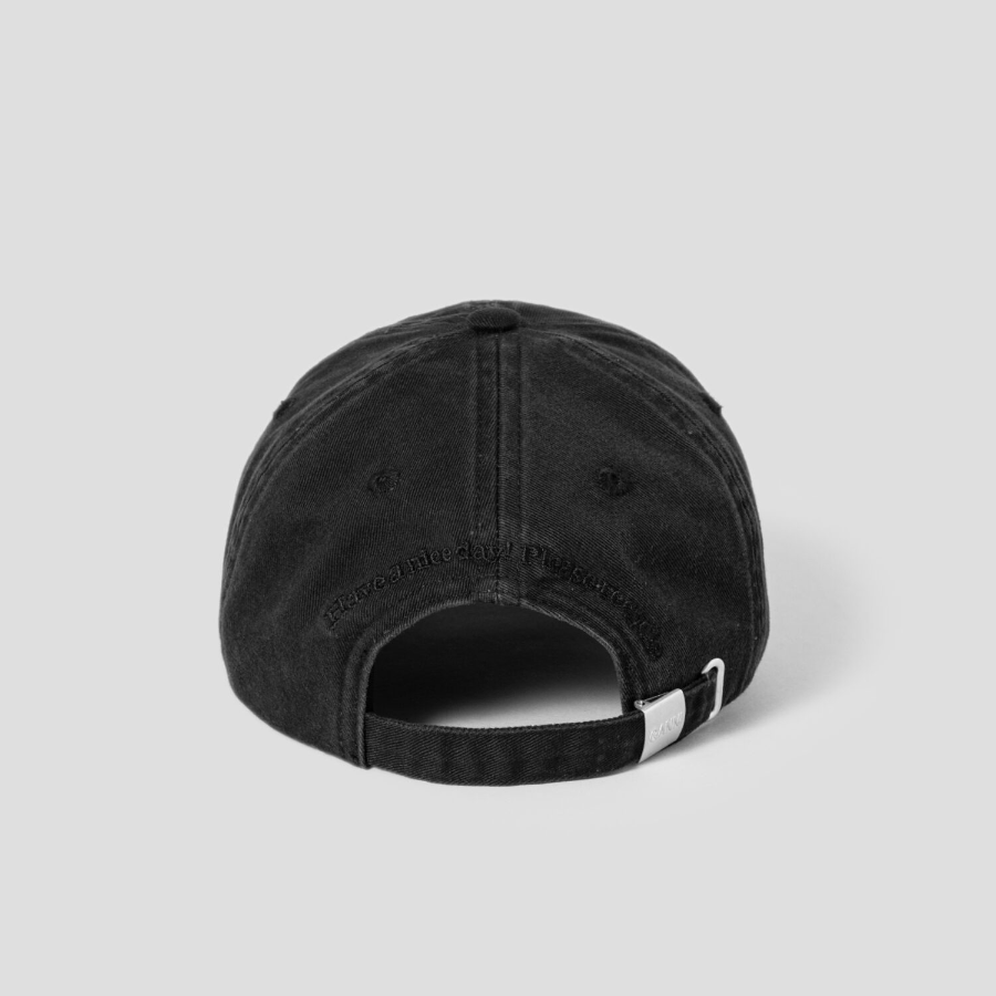GANNI Washed Cotton Canvas Cap Emb – Black