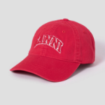GANNI Washed Cotton Canvas Cap Emb – Red