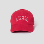 GANNI Washed Cotton Canvas Cap Emb – Red