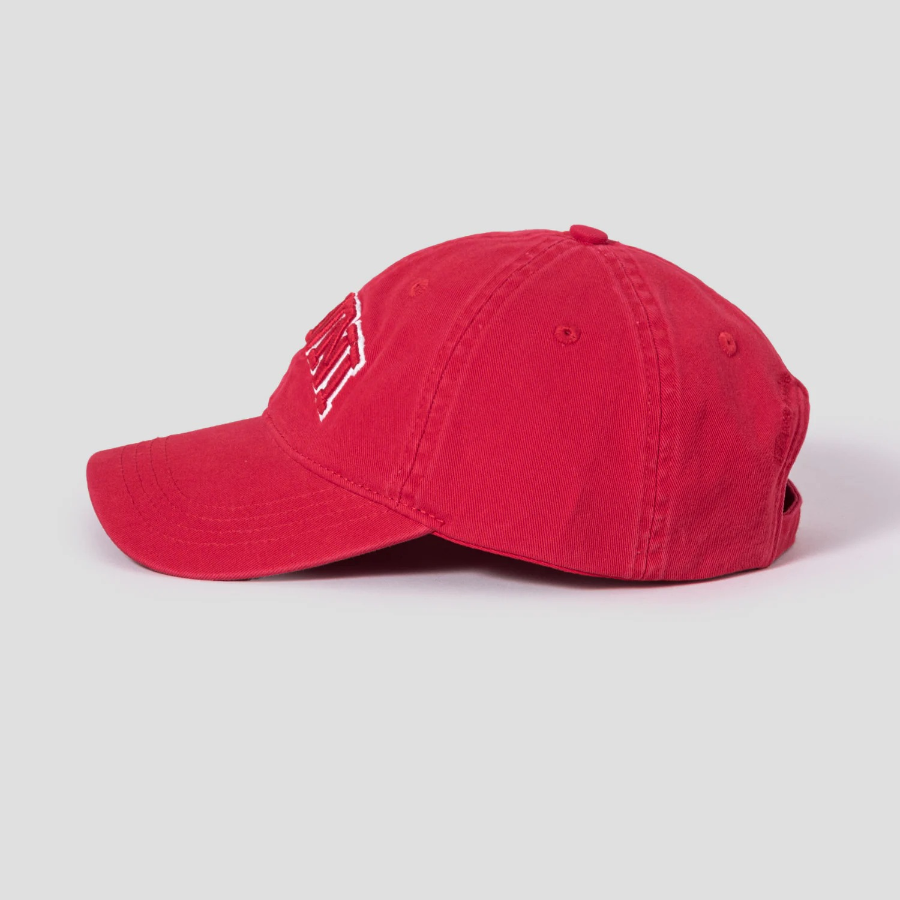 GANNI Washed Cotton Canvas Cap Emb – Red