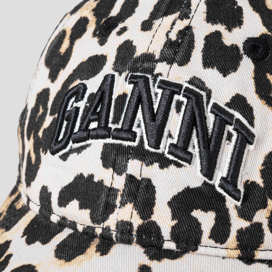 GANNI Washed Cotton Canvas Cap Emb – Brown