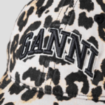 GANNI Washed Cotton Canvas Cap Emb – Brown