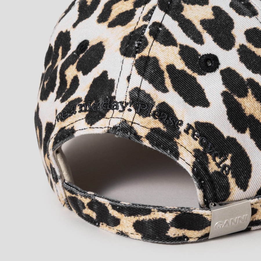 GANNI Washed Cotton Canvas Cap Emb – Brown