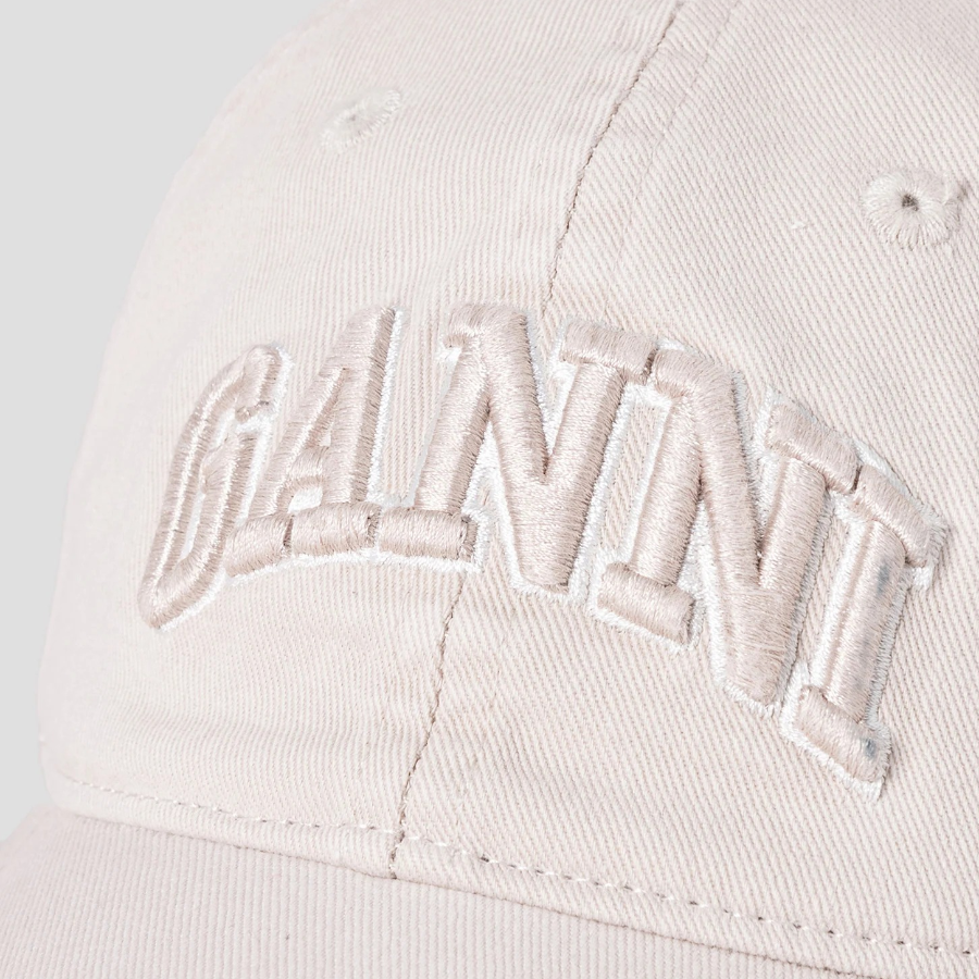 GANNI Washed Cotton Canvas Cap Emb – Ivory