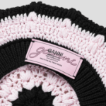 GANNI Cotton Crochet Beret – Light Pink