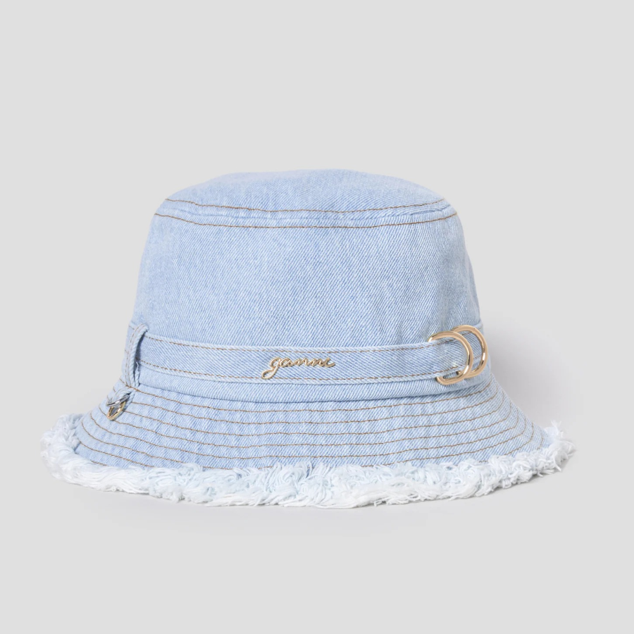 GANNI Bucket Hat Denim – Faded Denim