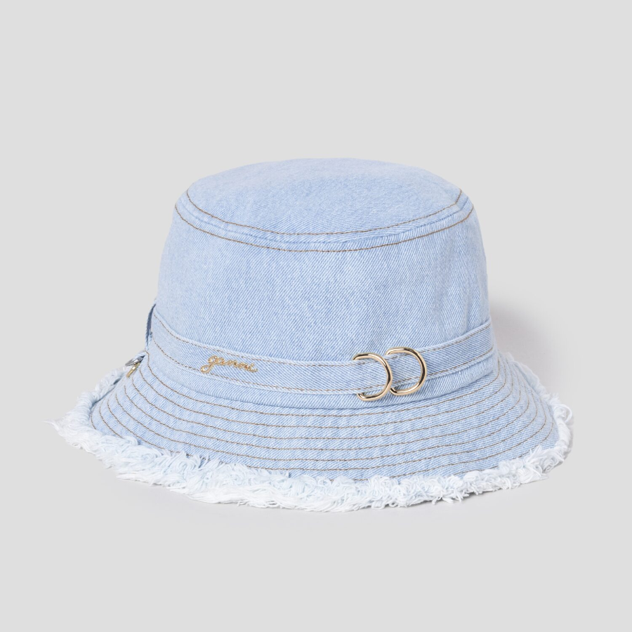 GANNI Bucket Hat Denim – Faded Denim