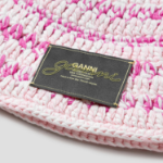 GANNI Cotton Melange Crochet Bucket Hat – Red