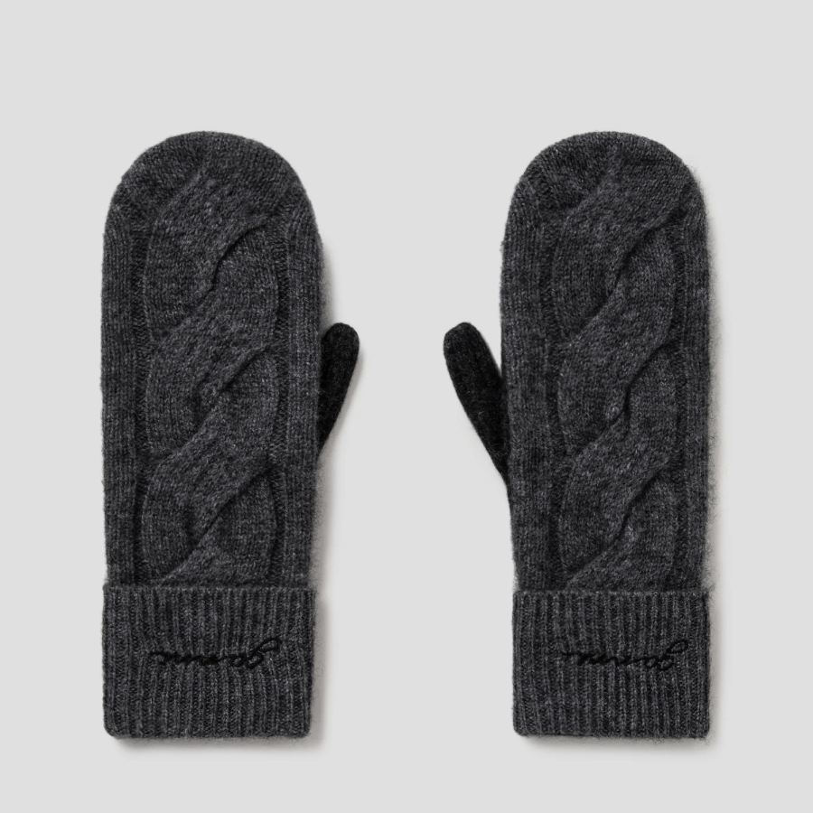 GANNI Cashmere Mix Knit Mittens - Ash
