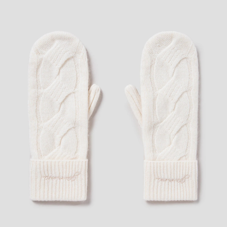 GANNI Cashmere Mix Knit Mittens - Ivory