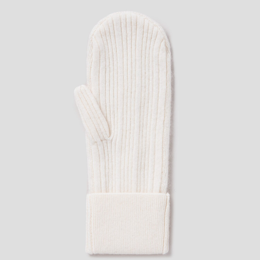 GANNI Cashmere Mix Knit Mittens - Ivory