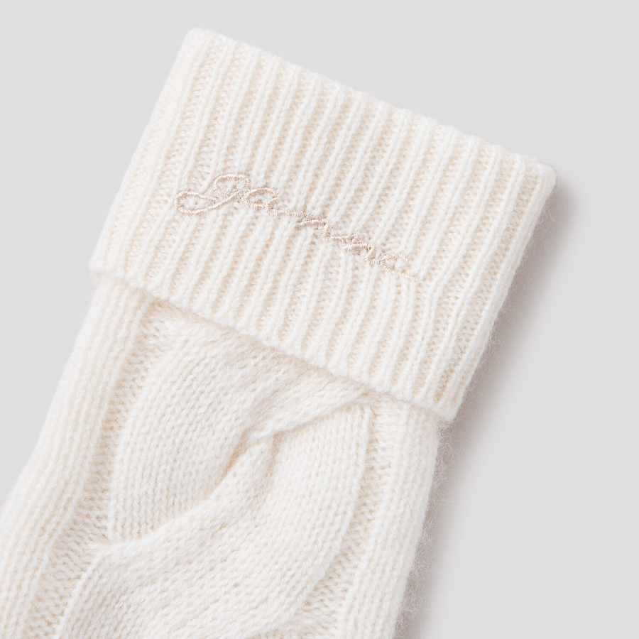GANNI Cashmere Mix Knit Mittens - Ivory