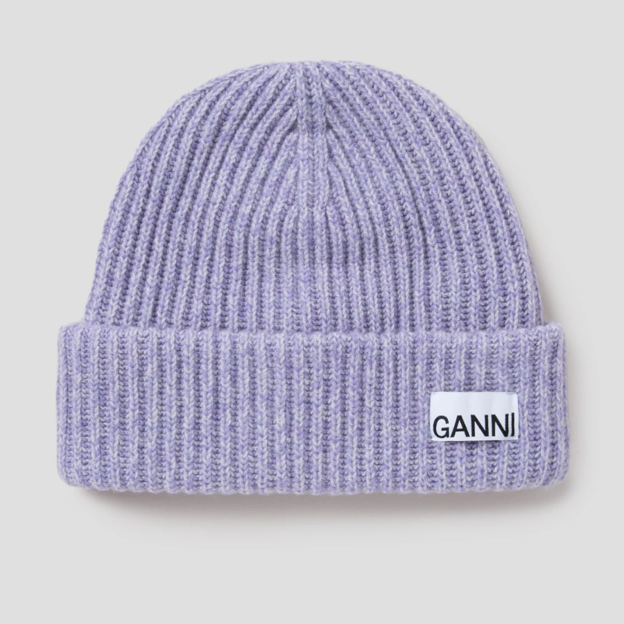 GANNI Structured Rib Beanie - Lavenda