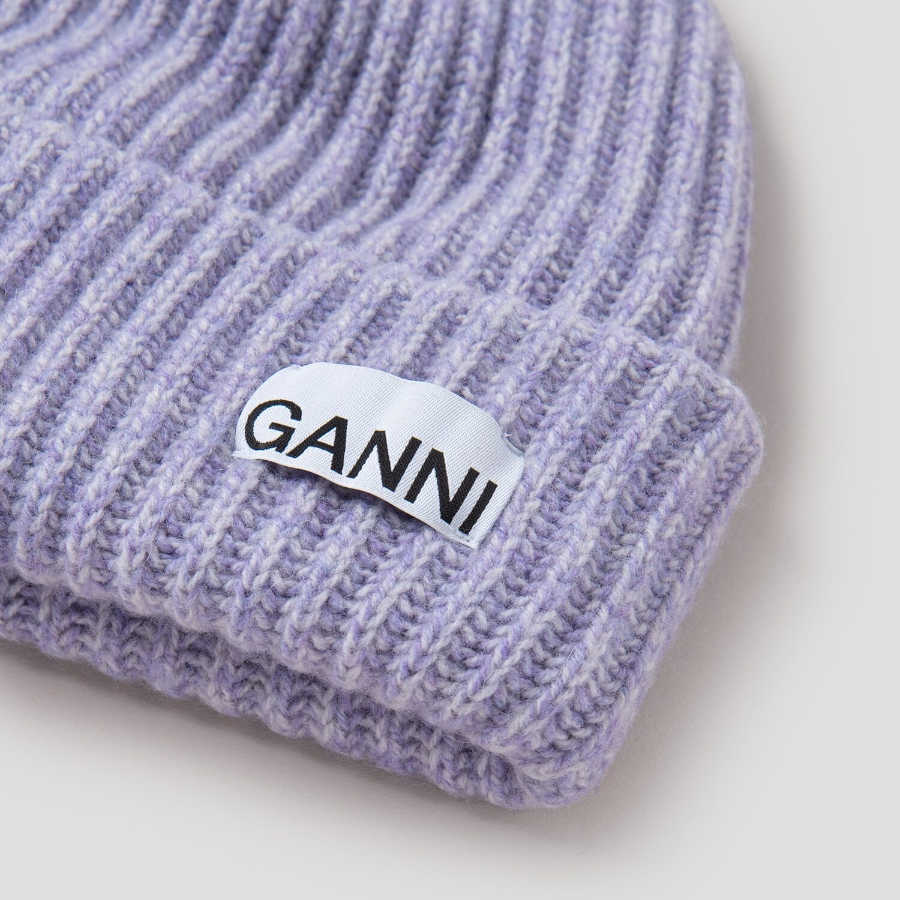 GANNI Structured Rib Beanie - Lavenda